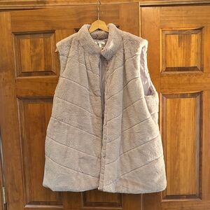 Maurices Neutral Plush Faux Fur Sleeveless Vest in Light Taupe